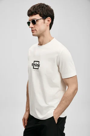 Thınk Modern Grafik Tişört Kırık Beyaz