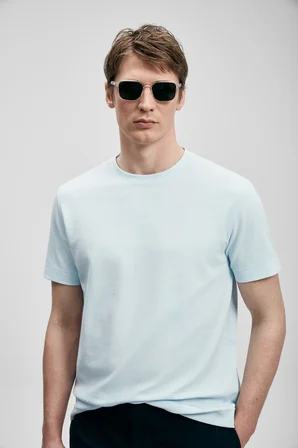 Soft Modern Grafik Tişört Mavi