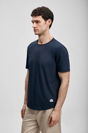 LUFIAN Pamuklu Regular Fit Bisiklet Yaka Basic T Shirt Erkek T SHİRT 111020312 LACİVERT