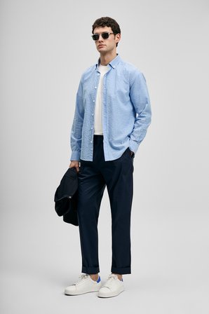 Federico Erkek Basic Gömlek Regular Fit Mavi