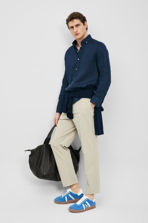 Pitaya Erkek Keten Gömlek Comfort Fit Lacivert