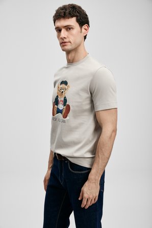Teddy Modern Grafik Tişört Taş
