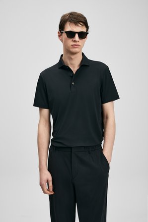 Spencer Hi- Tech Performance Dikişsiz Polo Tişört Siyah