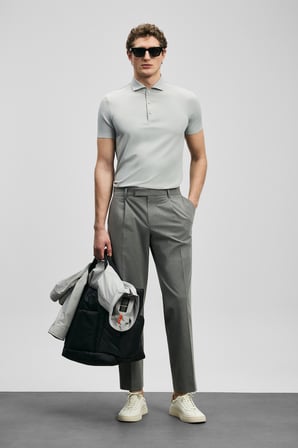Lufian Erkek Spencer Hi- Tech Performance Dikişsiz Polo T-Shirt 111040240 Açık Gri