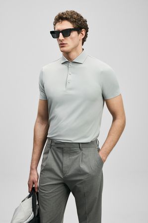 Spencer Hi- Tech Performance Dikişsiz Polo Tişört Açık Gri