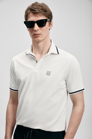 LUFIAN Erkek Grom Smart Polo T-Shirt 111040232 Kırık Beyaz