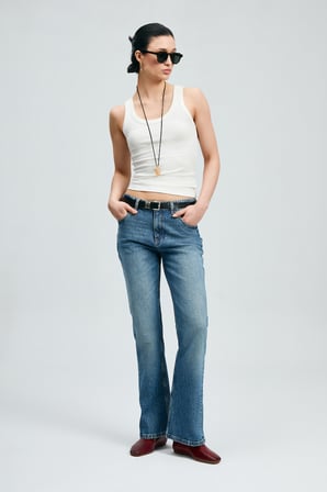 Amber Kadın Denim Bootcut Fıt- Yüksek Bel Mavi