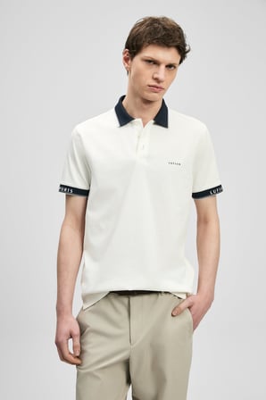 LUFIAN Erkek Hold Smart Polo T-Shirt 111040251 Kırık Beyaz