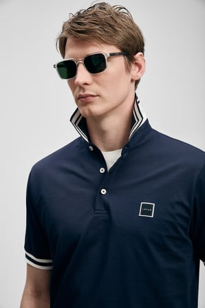 LUFIAN Erkek Cole Smart Polo T-Shirt 111040237 Lacivert