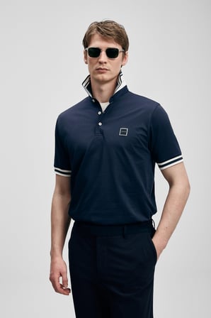 LUFIAN Erkek Cole Smart Polo T-Shirt 111040237 Lacivert