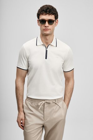 LUFIAN Erkek Chase Smart Polo T-Shirt 111040236 Kırık Beyaz