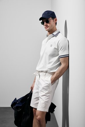 Cole Smart Erkek Polo Tişört Kırık Beyaz