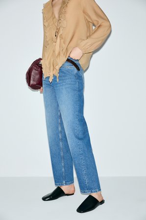 Lotus Kadın Denim Mom Fıt- Yüksek Bel Mavi