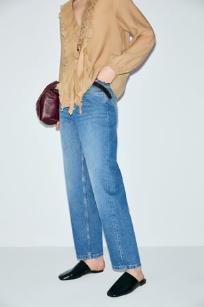 Lotus Kadın Denim Mom Fıt- Yüksek Bel Mavi
