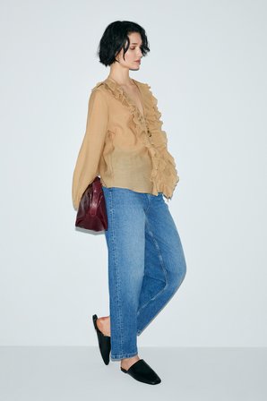 Lotus Kadın Denim Mom Fıt- Yüksek Bel Mavi