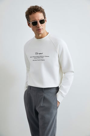 Cole Erkek Sweatshirt Kırık Beyaz