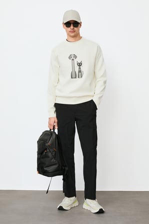 Alfred Erkek Sweatshirt Kırık Beyaz