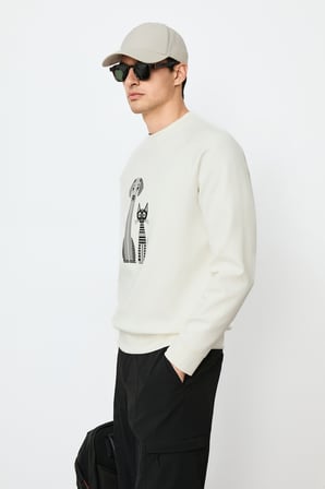 Alfred Erkek Sweatshirt Kırık Beyaz