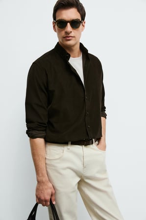 Drew Erkek Basic Gömlek Regular Fit Kahverengi