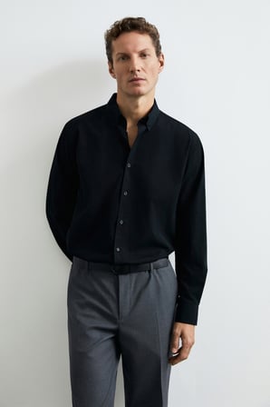 Miles Erkek Basic Gömlek Regular Fit Siyah