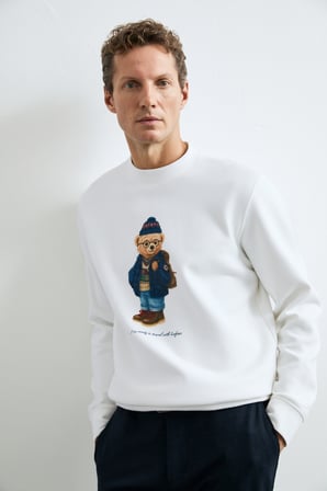 Mıles Erkek Sweatshirt Kırık Beyaz