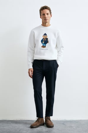 Mıles Erkek Sweatshirt Kırık Beyaz