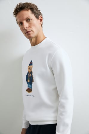 Mıles Erkek Sweatshirt Kırık Beyaz