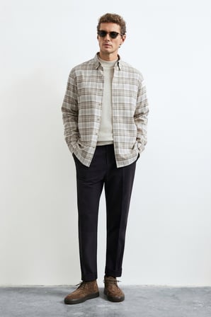 Marıno Erkek Basic Gömlek Regular Fit Ekru
