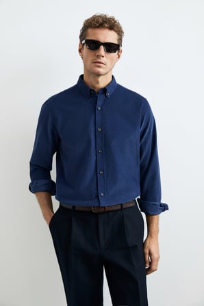 Drew Erkek Basic Gömlek Regular Fit Koyu Mavi
