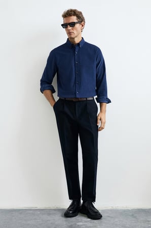 Drew Erkek Basic Gömlek Regular Fit Koyu Mavi
