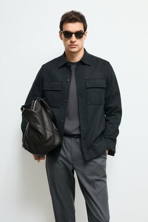 Moner Erkek İnce Gömlek Ceket Regular Fit Antrasit