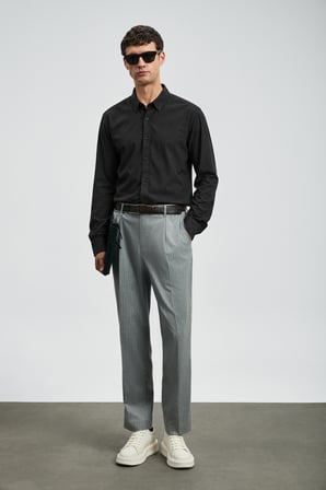 Mex Erkek Basic Gömlek Regular Fit Siyah