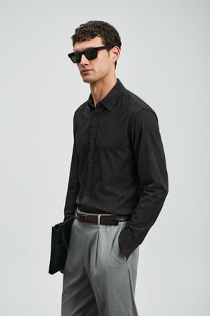 Mex Erkek Basic Gömlek Regular Fit Siyah