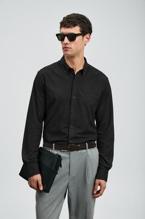 Mex Erkek Basic Gömlek Regular Fit Siyah