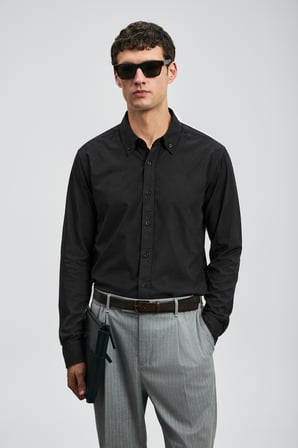 Mex Erkek Basic Gömlek Regular Fit Siyah