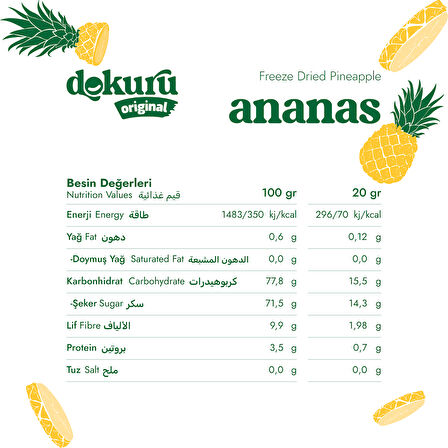 Dokuru Original Ananas Atıştırmalık Meyve Cipsi