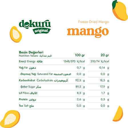 Dokuru Original Mango Atıştırmalık Meyve Cipsi