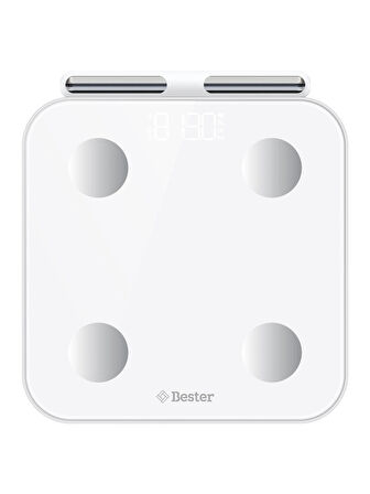 Bester BS7230 8 Elektrotlu Akıllı Tartı – Kompakt Tasarım, LED Ekran, 56 Vücut Ölçümü, Bluetooth 5.0, Type-C Şarj