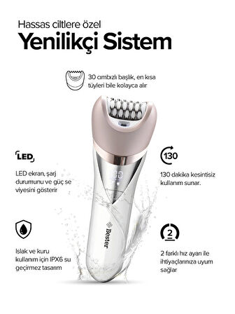 Bester EP7100 Şarjlı Epilasyon Cihazı– Pürüzsüz Cilt İçin Sessiz ve Güçlü Motor | Hassas Ciltler İçin Şarjlı Tüy Temizleme Aleti