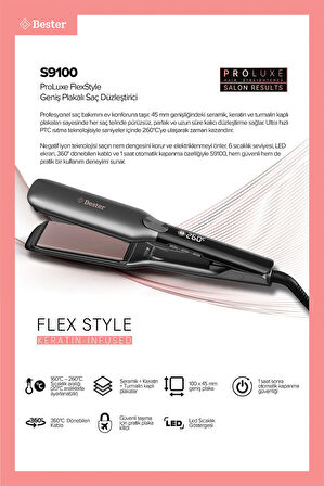 Bester S9100 ProLuxe FlexStyle 45mm Geniş Plakalı Saç Düzleştirici