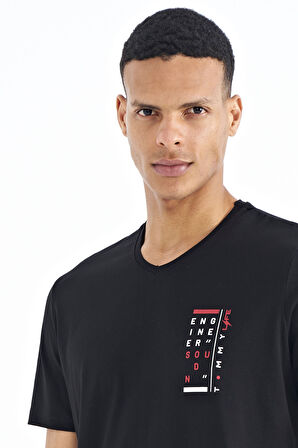 Tommy Life Erkek Siyah  0 Yaka T-shirt 88186 