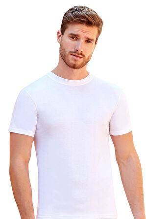 Berrak Erkek Beyaz Süprem 0 Yaka T-shirt 10036 
