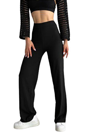 Looksense Kadın Kaşkorse Yüksek Bel Bol Paça Fitilli Tayt 01034 