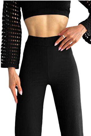 Looksense Kadın Kaşkorse Yüksek Bel Bol Paça Fitilli Tayt 01034 