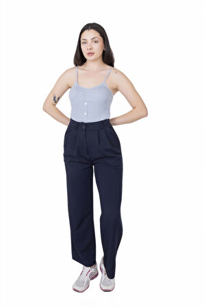Looksense Kadın Kemerli Çift Köprülü  Pantolon 01014  