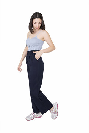 Looksense Kadın Kemerli Çift Köprülü  Pantolon 01014  