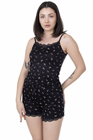 Looksense Kadın Dantelli Şortlu Pijama Takım 03011