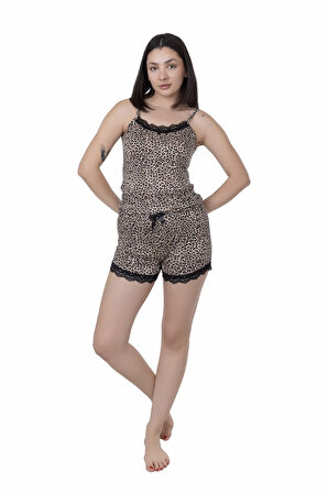 Looksense Kadın  Dantelli Şortlu Pijama Takım 03005 