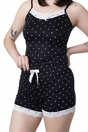 Looksense Kadın Dantelli Şortlu Pijama Takım 03006 