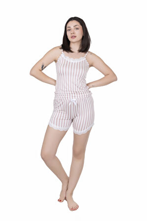 Looksense Kadın Dantelli Şortlu Pijama Takım 03003 